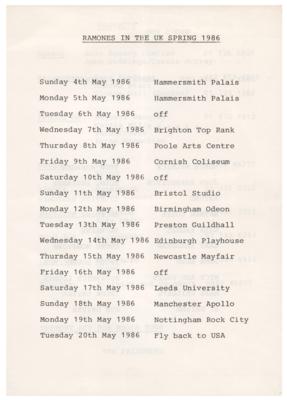 Lot #4510 Ramones 1986 UK Itinerary Booklet - Image 2