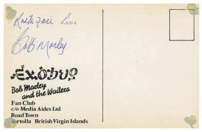 Lot #4341 Bob Marley Signed 'Exodus' Postcard