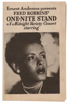Lot #4205 Billie Holiday 1940s 'One-Nite Stand' Program - Image 1