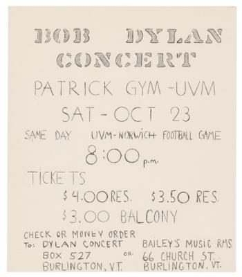 Lot #4070 Bob Dylan 1965 University of Vermont Handbill
