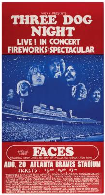 Lot #4448 Three Dog Night and Faces 1972 Atlanta Concert Poster - Image 1