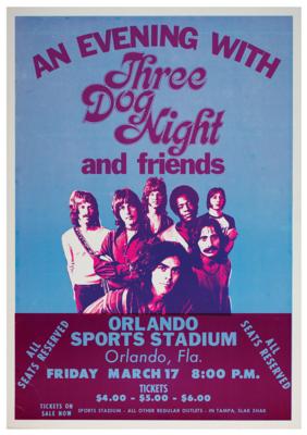 Lot #4447 Three Dog Night 1971 Orlando Concert Poster - Image 1
