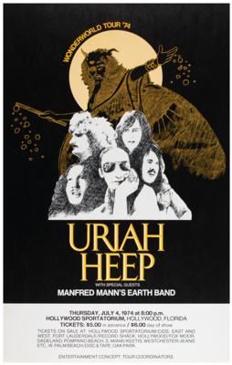 Lot #4450 Uriah Heep 1974 Hollywood (FL) Concert Poster - Image 1