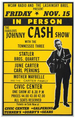 Lot #4261 Johnny Cash 1968 Charleston Concert Poster