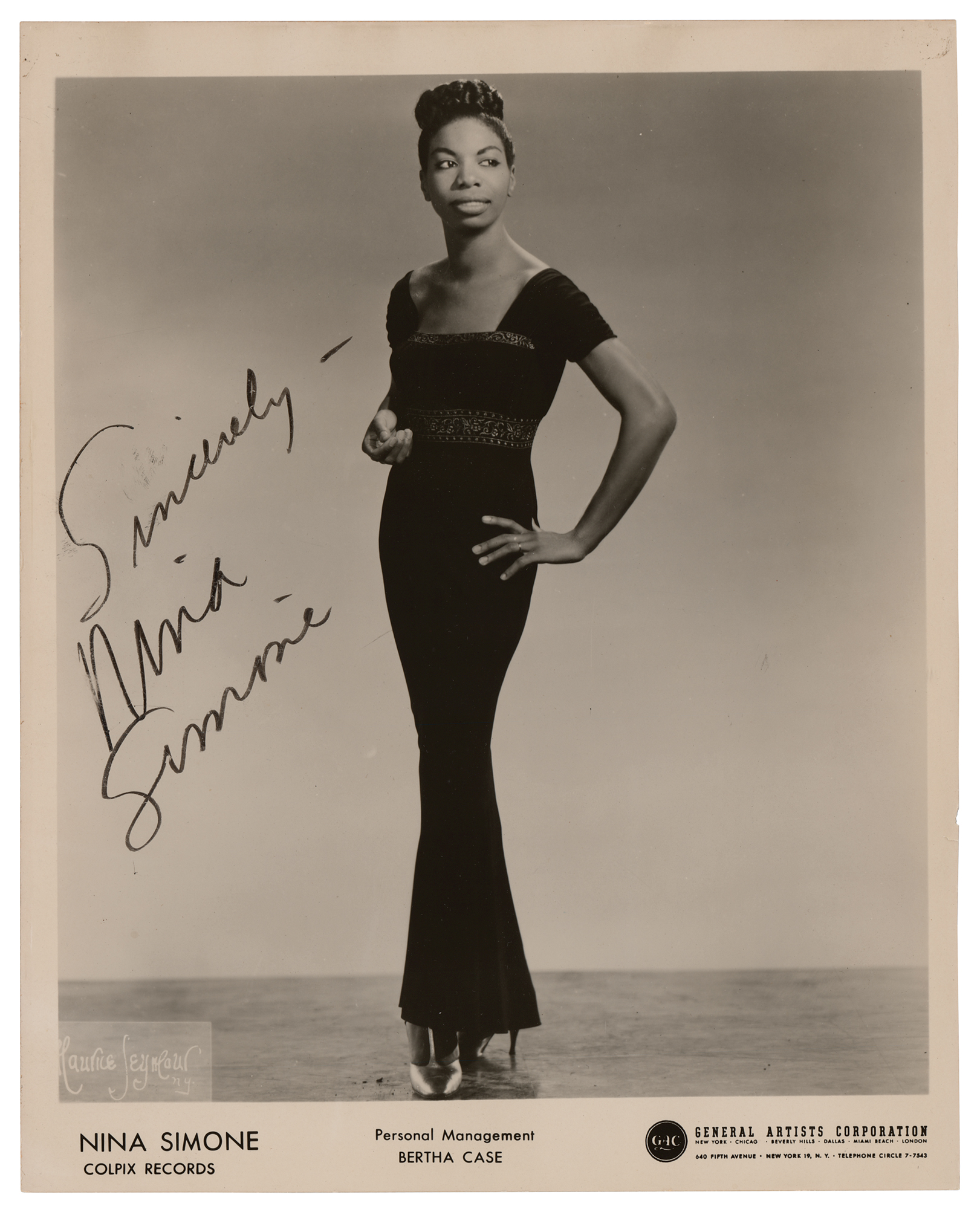 Lot #4225 Nina Simone Signed Photograph