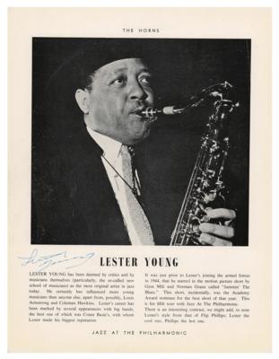 Lot #4233 Lester Young and Charlie Shavers Signed Program Page - Image 1