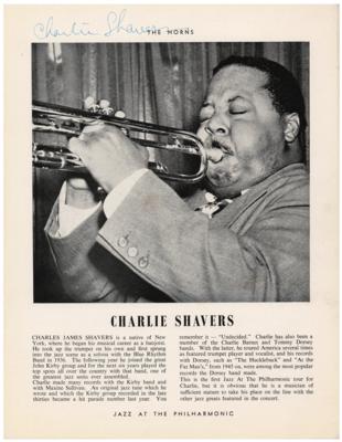 Lot #4233 Lester Young and Charlie Shavers Signed Program Page - Image 2