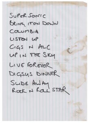 Lot #4621 Oasis: Noel Gallagher Handwritten Concert Set List - Image 1