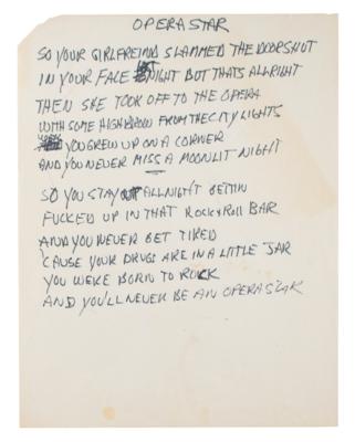Lot #4348 Neil Young Handwritten Lyrics for 'Opera Star'