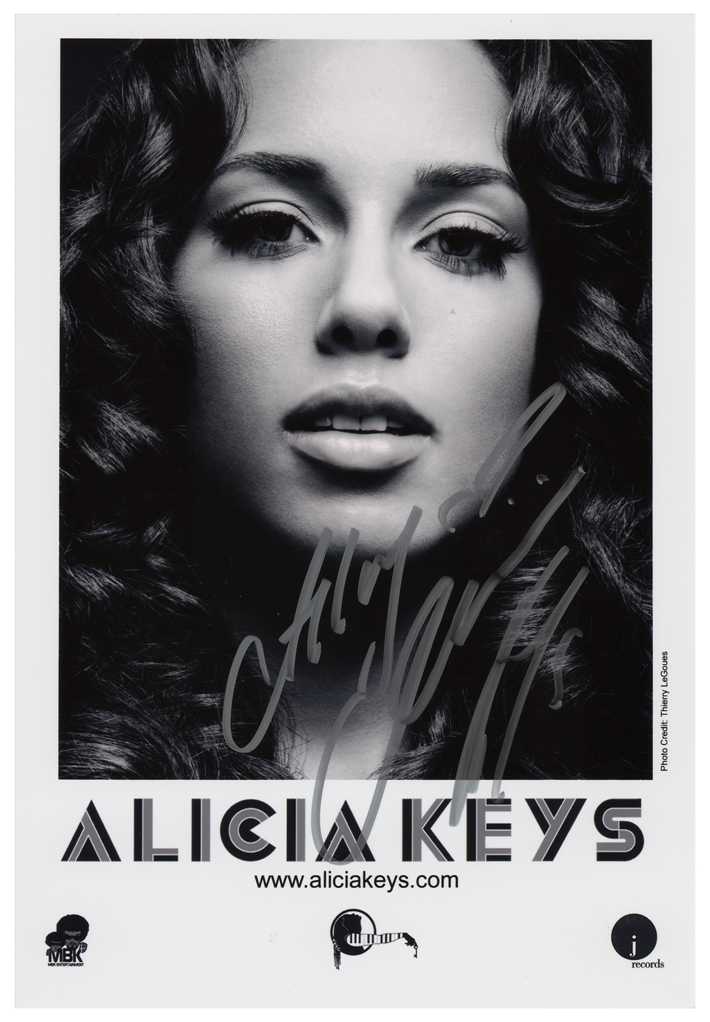 Lot #4631 Alicia Keys Signed Photograph