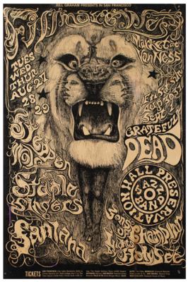Lot #4129 Grateful Dead and Santana Iconic 1968 Fillmore West (BG 134) Poster - Image 1