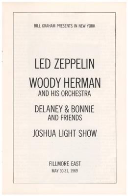 Lot #4139 Led Zeppelin 1969 Fillmore East Program - Image 1