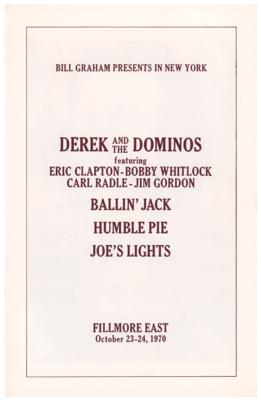 Lot #4386 Derek and the Dominos (Eric Clapton) 1970 Fillmore East Program - Image 1