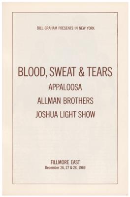 Lot #4355 Allman Brothers and Blood, Sweat & Tears 1969 Fillmore East Program - Image 1