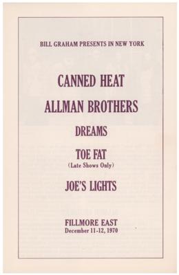Lot #4358 Allman Brothers and Canned Heat 1970 Fillmore East Program - Image 1