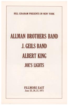 Lot #4356 Allman Brothers and Farewell Shows 1971 Fillmore East Program - Image 1