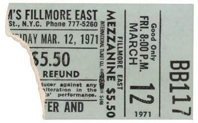 Lot #4327 Allman Brothers and Johnny Winter 1971 Fillmore East Ticket Stub and Program - Image 1