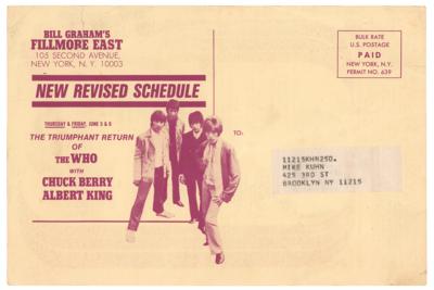Lot #4122 The Who 1969 Fillmore East Postcard Handbill - Image 2