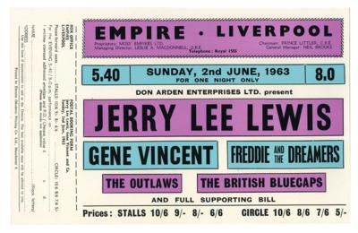 Lot #4252 Jerry Lee Lewis and Gene Vincent 1963 Liverpool Empire Handbill - Image 1