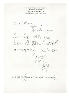 Lot #4099 Charlie Watts Autograph Letter Signed Twice - Image 1