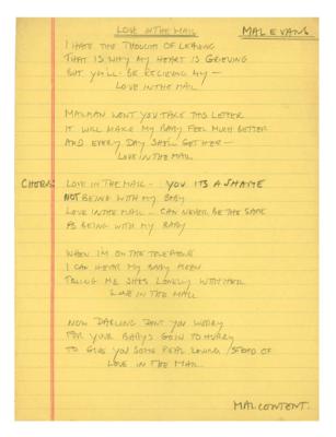 Lot #4050 Mal Evans Handwritten Song Lyrics - Image 1