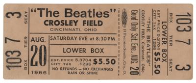 Lot #4002 Beatles 1966 Crosley Field Unused Concert Ticket - Image 1