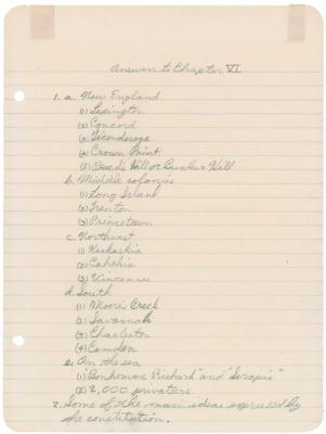 Lot #4240 Buddy Holly Handwritten Homework Assignment
