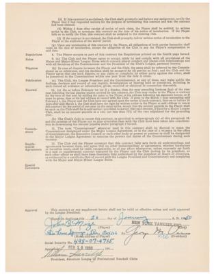 Lot #982 Johnny Mize Signed Contract