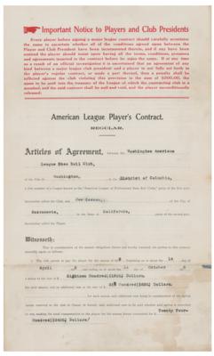 Lot #970 Clark Griffith Signed Contract - Image 2