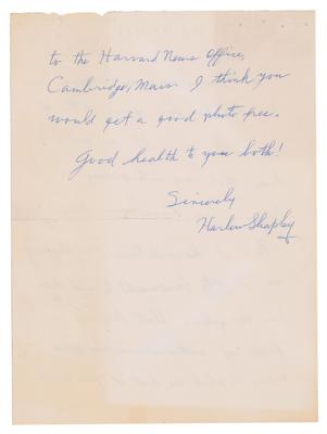 Lot #385 Harlow Shapley Autograph Letters Signed (3) - Image 2