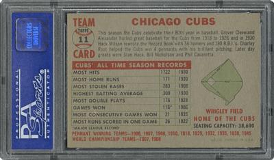 Lot #928 1956 Topps #11 Cubs Team (Name Centered) - PSA NM-MT 8 - Ten Higher! - Image 2