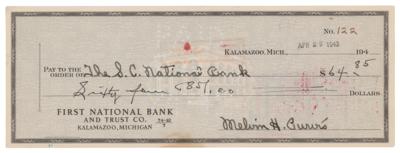 Lot #356 Melvin Purvis Signed Check