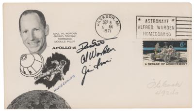 Lot #628 Al Worden's Apollo 15 Crew-Signed Cover - Image 1
