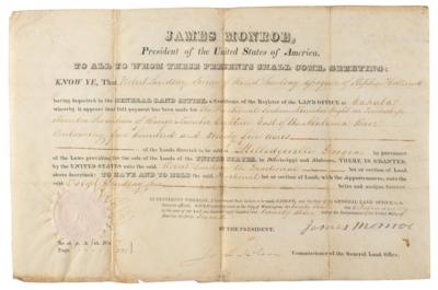 Lot #67 James Monroe Document Signed as President