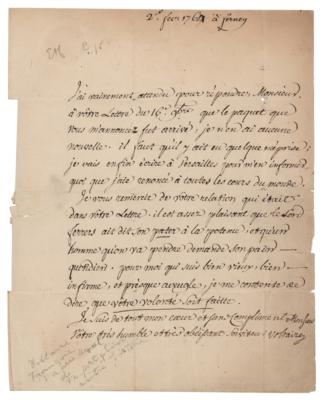 Lot #702 Voltaire Letter Signed