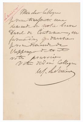 Lot #304 Urbain Le Verrier Autograph Letter Signed