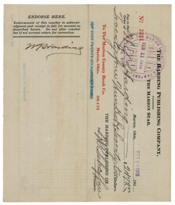 Lot #58 Warren G. Harding Document Signed - Image 1