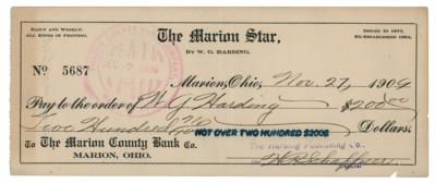 Lot #59 Warren G. Harding Signed Check - Image 2