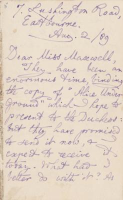 Lot #693 Charles L. Dodgson Autograph Letter Signed