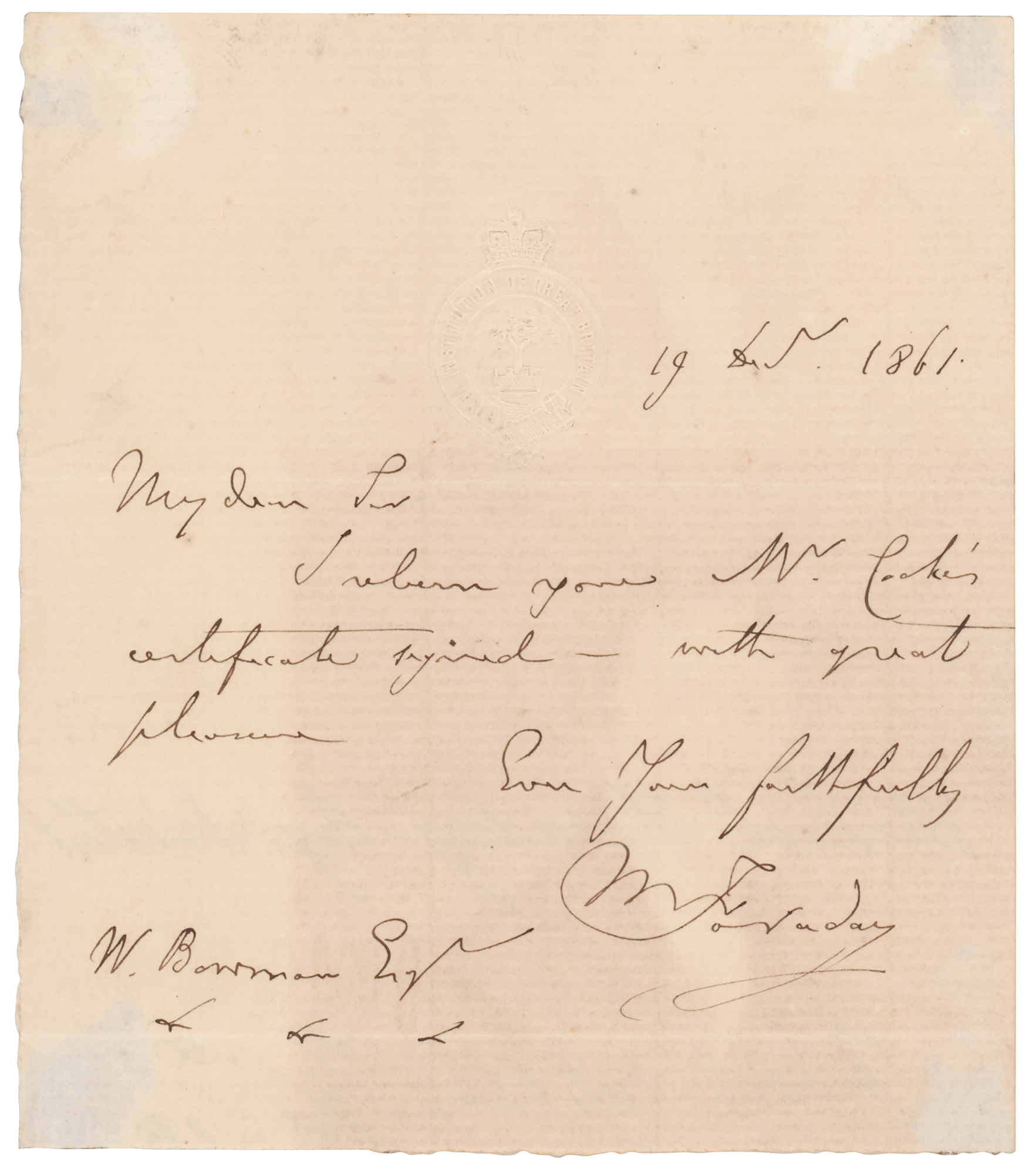 Lot #132 Michael Faraday Autograph Letter Signed
