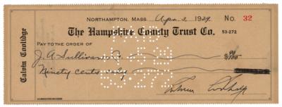 Lot #48 Calvin Coolidge Signed Check - Image 1