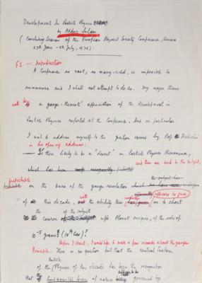 Lot #371 Abdus Salam Autograph Manuscript Signed - Image 1