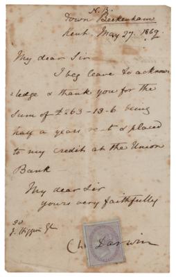 Lot #120 Charles Darwin Letter Signed - Image 1