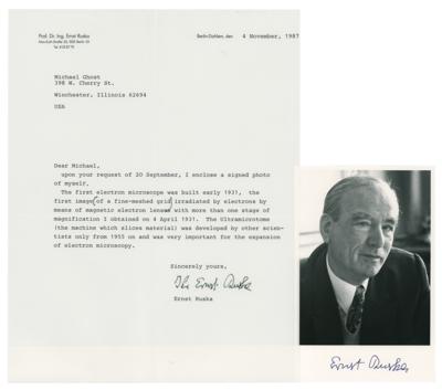 Lot #367 Ernst Ruska Signed Photograph and Typed Letter Signed - Image 1