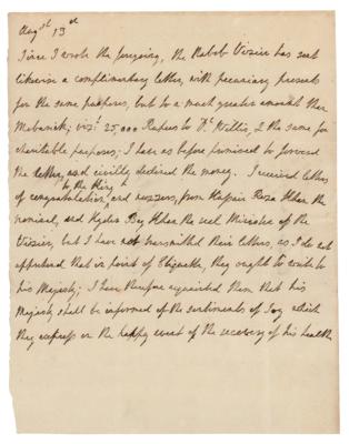 Lot #463 Charles Cornwallis Partial Handwritten Letter