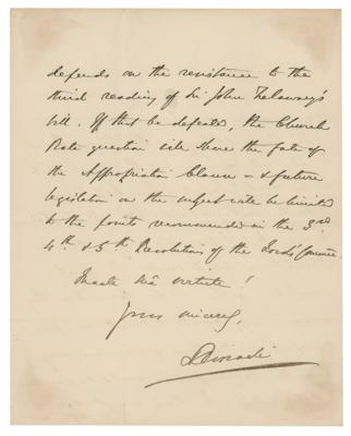 Lot #234 Benjamin Disraeli Autograph Letter Signed - Image 3