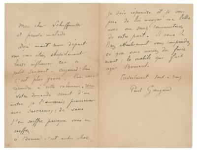 Lot #634 Paul Gauguin Autograph Letter Signed - Image 1