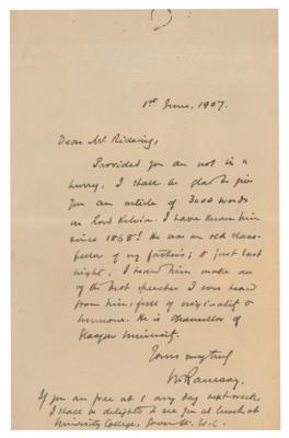 Lot #360 William Ramsay Autograph Letter Signed - Image 1