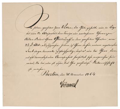 Lot #199 Otto von Bismarck Letter Signed