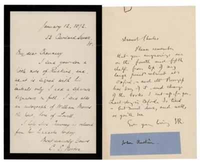 Lot #725 John Ruskin Autograph Letter Signed and Signature - Image 1